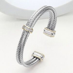 Triple Cable Cuff with Pave Embellishment